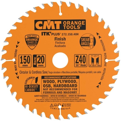 Cmt Orange Tools - 272.150.40H LAMA CIRCOLARE (ULTRA ITK) HW 150X1.5/1X20 (+16) Z40 ATB+S
