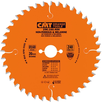 Cmt Orange Tools - 296.160.40H LAMA X NON FERROSI-PLASTICA HW 160X2.2/1.6X20 Z40 TCG -6°NEG