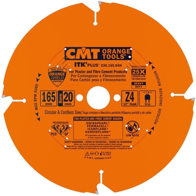 236.165.04H LAMA CIRCOLARE X FIBROCEMENTO DP 165x1.8/1.4x20 Z4 TCG - CMT ORANGE TOOLS