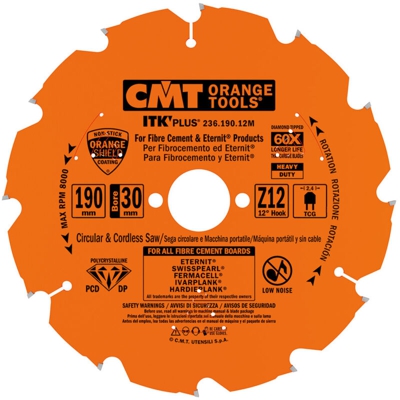 Cmt Orange Tools - 236.165.10H LAMA CIRCOLARE X FIBROCEMENTO DP 165x1.8/1.4x20 Z10TCG