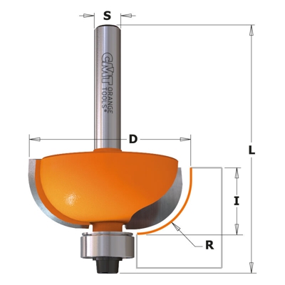 Cmt Orange Tools - 937.350.11 FRESA R.CONVESSO C/CUSC. HW S=8 D=38.1 R=12.7 DX