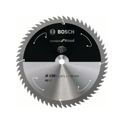 Bosch Lama per sega circolare Standard for Wood per seghe a batteria, 190x1.6/1.1x30, T60 - 2608837711 precio