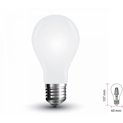 lampadina filo led satinata 220-240 volt 300° 4 watt A+ CE E27 IP20 bianco caldo no tec 609647 - V-TAC