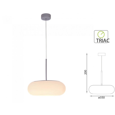 Lampadario LED a Sospensione Rotondo 25W Colore Bianco 3000K Triac Dimmerabile - V-tac
