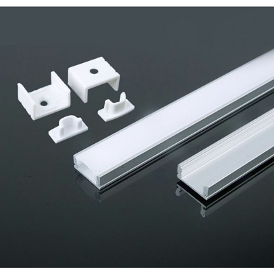 Profilo in Alluminio per Strip LED (Max l: 12,4mm) Colore Bianco 2000 x 17,4 x 7mm - V-tac