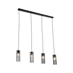 Lampada a sospensione tavolo soggiorno balenco - Moderno - Acciaio - Nero - Oblungo Max. 4 x Watt - Qazqa en oferta