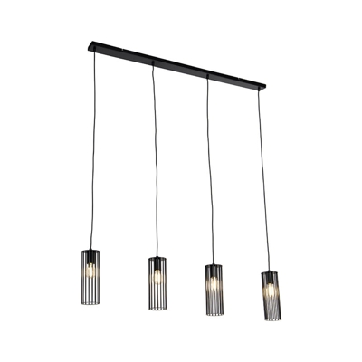 Lampada a sospensione tavolo soggiorno balenco - Moderno - Acciaio - Nero - Oblungo Max. 4 x Watt - Qazqa