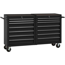 Vidaxl - Carrello Portautensili con 14 Cassetti in Acciaio Nero en oferta