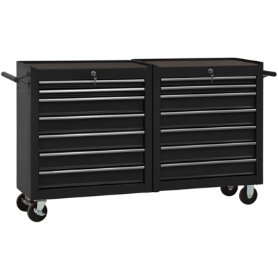 Vidaxl - Carrello Portautensili con 14 Cassetti in Acciaio Nero