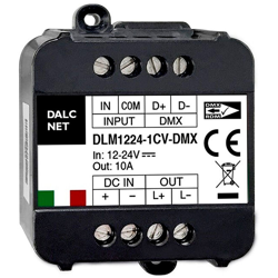 Dalcnet DLM1224-1CV-DMX Led Dimmer Bus DMX512 12V 24V 10A Pulsante N.O. 0/1-10V Potenziometro características