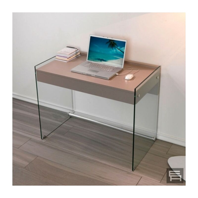 Seattle - Consolle tavolo da salotto soggiorno in vetro temperato cristallo e legno - BRICOZONE