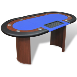 Tavolo da Poker 10 Giocatori Postazione Dealer Vassoio Chip Blu - ASUPERMALL precio