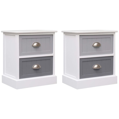 Comodini 2pz Grigi 38x28x45 cm in Legno di Paulonia - ASUPERMALL