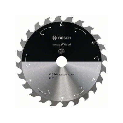 Bosch Lama per sega circolare Standard for Wood per seghe a batteria 254x2,2/1,6x30 T24 - 2608837733