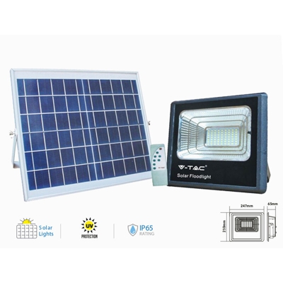 V-tac - Faro Led Flood Light Con Pannello Solare 40W Freddo 6000K IP65 Telecomando Incluso SKU-94008