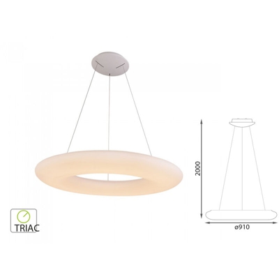 Lampada Led A Sospensione Design Moderno Rotonda Colore Bianco Diametro 910mm 105W 3000K Dimmerabile Triac Dimmer SKU-40101 - V-TAC
