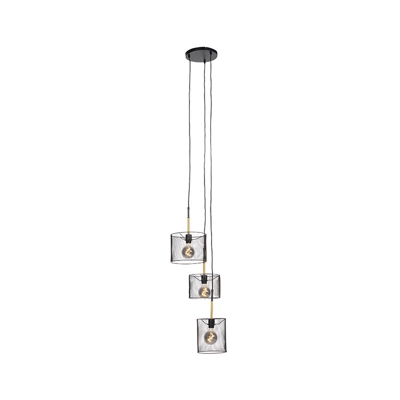 Lampada a sospensione drum - Industriale - Acciaio - Nero - Oblungo Max. 3 x Watt - Qazqa