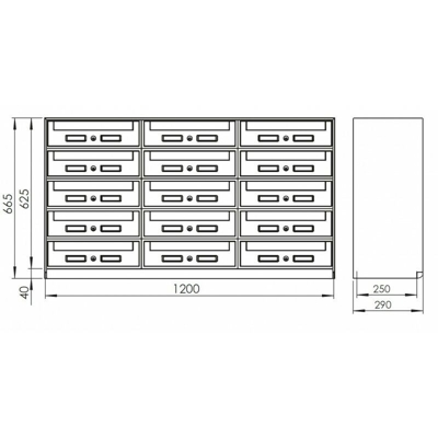 Casellario postale alluminio SC5 15 posti alluminio silver da 15 posti - SILMEC