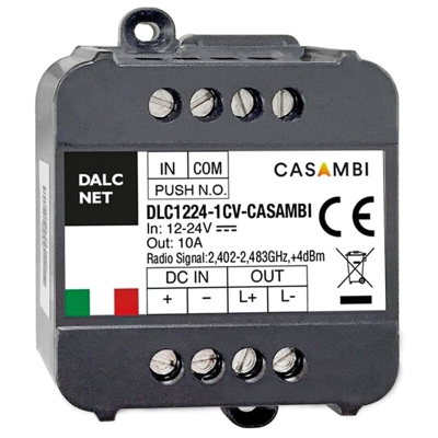 DLC1224-1CV-CASAMBI Led Dimmer Bluetooth APP Casambi e Pulsante N.O. Per Striscia Led Mono Colore 12V 24V 10A - Dalcnet