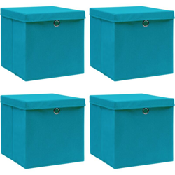 Vidaxl - Scatole con Coperchi 4 pz Blu Baby 32x32x32 cm in Tessuto en oferta