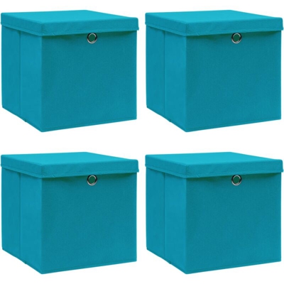 Vidaxl - Scatole con Coperchi 4 pz Blu Baby 32x32x32 cm in Tessuto