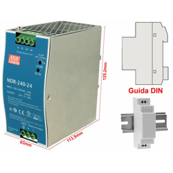 NDR-240-24 Trasformatore Rotaia Industriale 24V 240W 10A Barra Guida DIN Rail Power Supply Universale - Meanwell precio