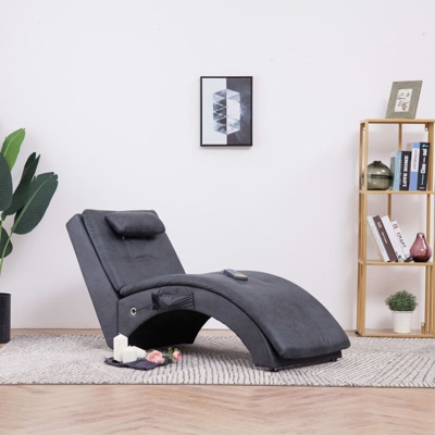 Sdraio Massaggiante con Cuscino Grigia Similpelle Scamosciata - ASUPERMALL