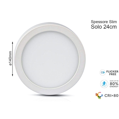 V-tac - pannello led da parete soffitto 12 watt 120° 220-240 volt CE bianco bianco caldo tondo tec 605441