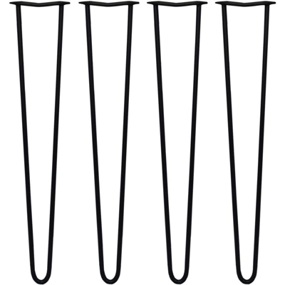 SKISKI LEGS - 4 Gambe per Tavolo a Forcina 71cm in Acciaio Nero 2 Rebbi Spessore 12mm