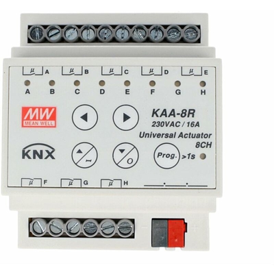 KAA-8R Attuatore KNX Universale Relay On/Off 8 Canali 16A Konnex Con Guida DIN Binario Per Tapparelle Saracinesche - Meanwell