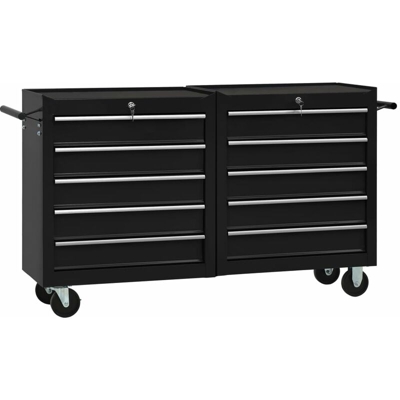 Vidaxl - Carrello Portautensili con 10 Cassetti in Acciaio Nero