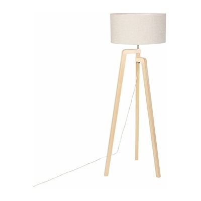 QAZQA Lampada da tavolo tripode puros - Moderno - Legno,Tessuto - Grigio/Marrone - Alltri Max. 1 x Watt
