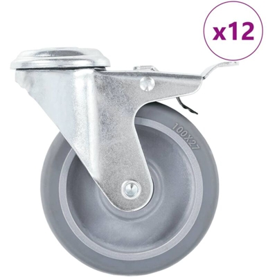 Vidaxl - Ruote Girevoli con Foro per Bulloni 12 pz 100 mm