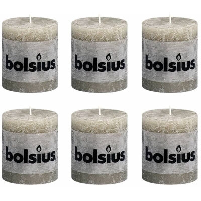 Candela a Pilastro Rustica 80 x 68 mm Ardesia 6 pz - Bolsius