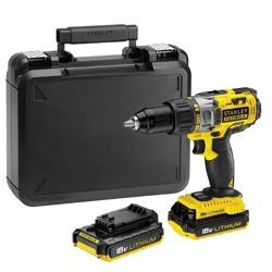 Grecoshop - Trapano avvitatore a batteria c/percussione 18V Litio c/batteria di riserva in valigetta Stanley - FMC625D2 en oferta