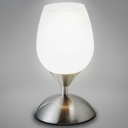 B.k.licht - Lampada da comodino, forma a sfera, interruttore touch, luce da tavolo, abat-jour dimmerabile, metallo cromato e vetro bianco, 25W, precio
