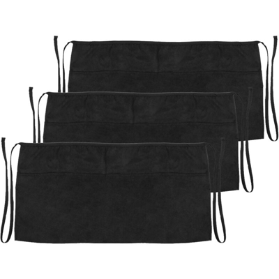 Grembiule da cucina e cameriere 60 x 30 cm nero in vita corta con 3 tasche 3-pack - Primematik