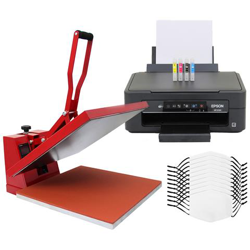 Kit Per Sublimazione Pressa A Caldo Termopressa Transfer - 38x38 & Stampante Sublimatica A Cartucce & 10 Mascherine Personalizzabili en oferta