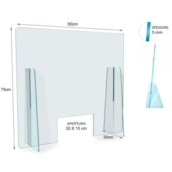 Barriera Protettiva In Plexiglass H75X60L cm Per Operatore Da Banco Made In Italy - LEDLUX en oferta