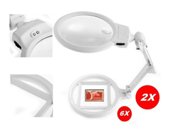 Sunlux - LENTE INGRANDIMENTO DA TAVOLO PIEGHEVOLE A DOPPIA LENTE 2X - 6X E LUCE A 2 LED en oferta