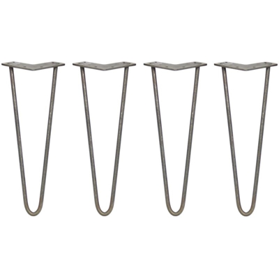 SKISKI LEGS - 4 Gambe per Tavolo a Forcina 35,5cm 2 Rebbi in Acciaio Colore Naturale Spessore 10mm