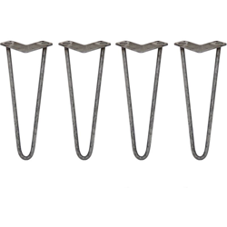 SKISKI LEGS - 4 Gambe per Tavolo a Forcina 35,5cm 2 Rebbi in Acciaio Colore Naturale Spessore 12mm en oferta