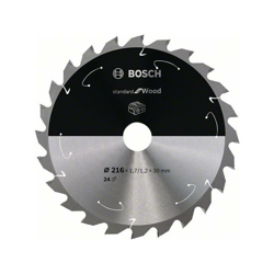 Bosch Lama per sega circolare Standard for Wood per seghe a batteria 216x1,7/1,2x30 T24 - 2608837721 precio