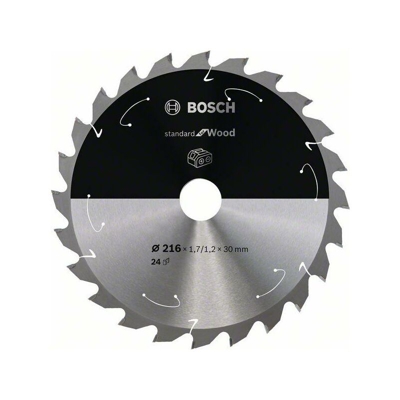 Bosch Lama per sega circolare Standard for Wood per seghe a batteria 216x1,7/1,2x30 T24 - 2608837721