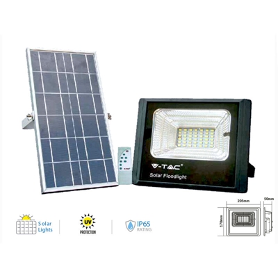 V-tac - Faro Led Flood Light Con Pannello Solare 25W Freddo 6000K IP65 Telecomando Incluso SKU-94006