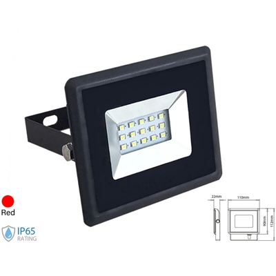 V-tac - faro led ultrasottile 10 watt 110° 20000 ore 220-240 volt A+ CE IP65 esterno nero rossa tec 644846