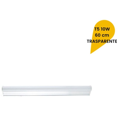 Universo - Plafoniera LED neon T5 sottopensile reglette vetro trasparente 10W / 12W 60cm | Bianco Caldo 3000K - Trasparente - 60 cm