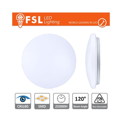 FSL - plafoniera led 120° 14 watt 220-240 volt A+ CE IP20 bianco bianco caldo no lif flc05014w30kw