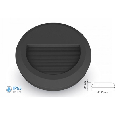 segnapasso led 2 watt 220-240 volt 55° A CE IP65 bianco naturale esterno nero tondo tec 620444 - V-TAC