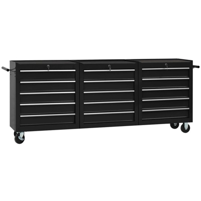 Vidaxl - Carrello Portautensili con 15 Cassetti in Acciaio Nero